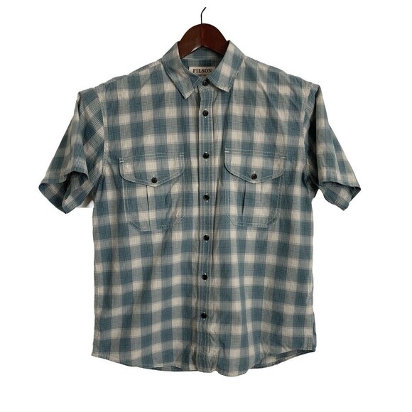 Filson Other - Filson Shirt Men’s M Teal Tan Feather Cloth Cotton Plaid Casual 200088229
